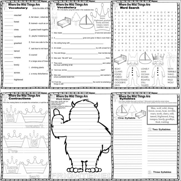 Where the Wild Things Are Book Companion Reading Comprehension ELA Math ...