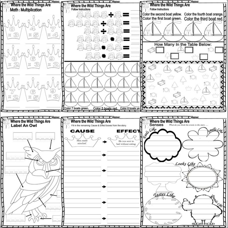 Where the Wild Things Are Book Companion Reading Comprehension ELA Math ...