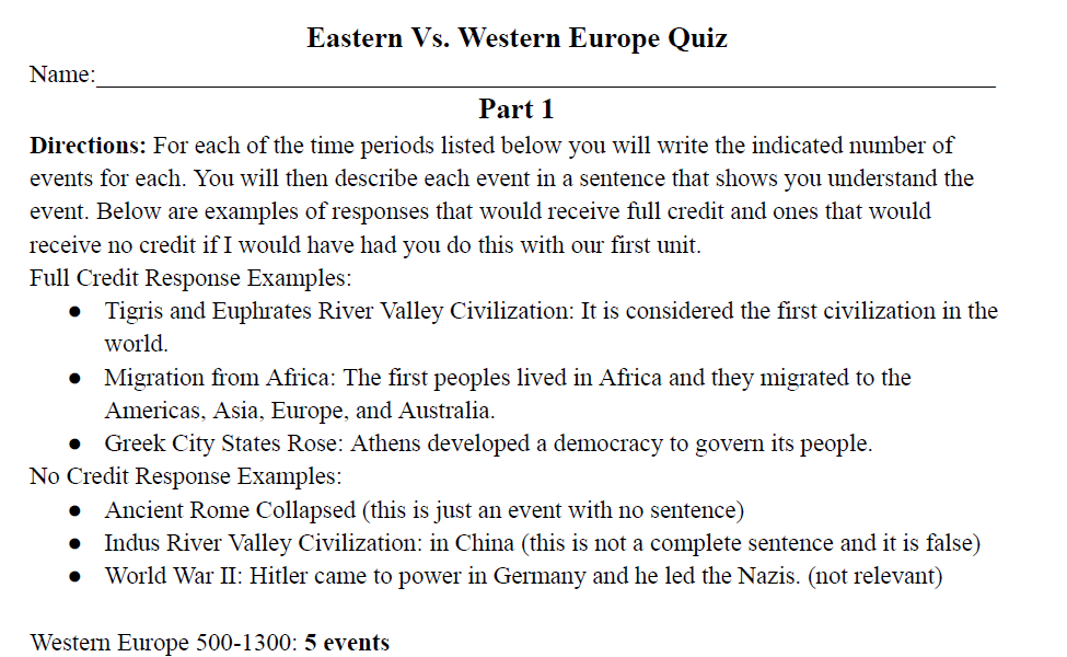 Eastern vs. Western Europe Unit