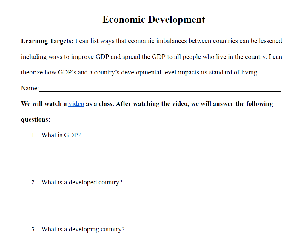 Economics and Geography Unit