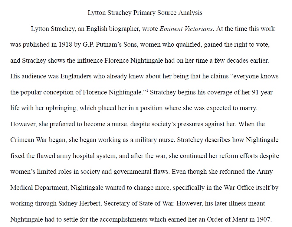Lytton Strachey Primary Source Analysis