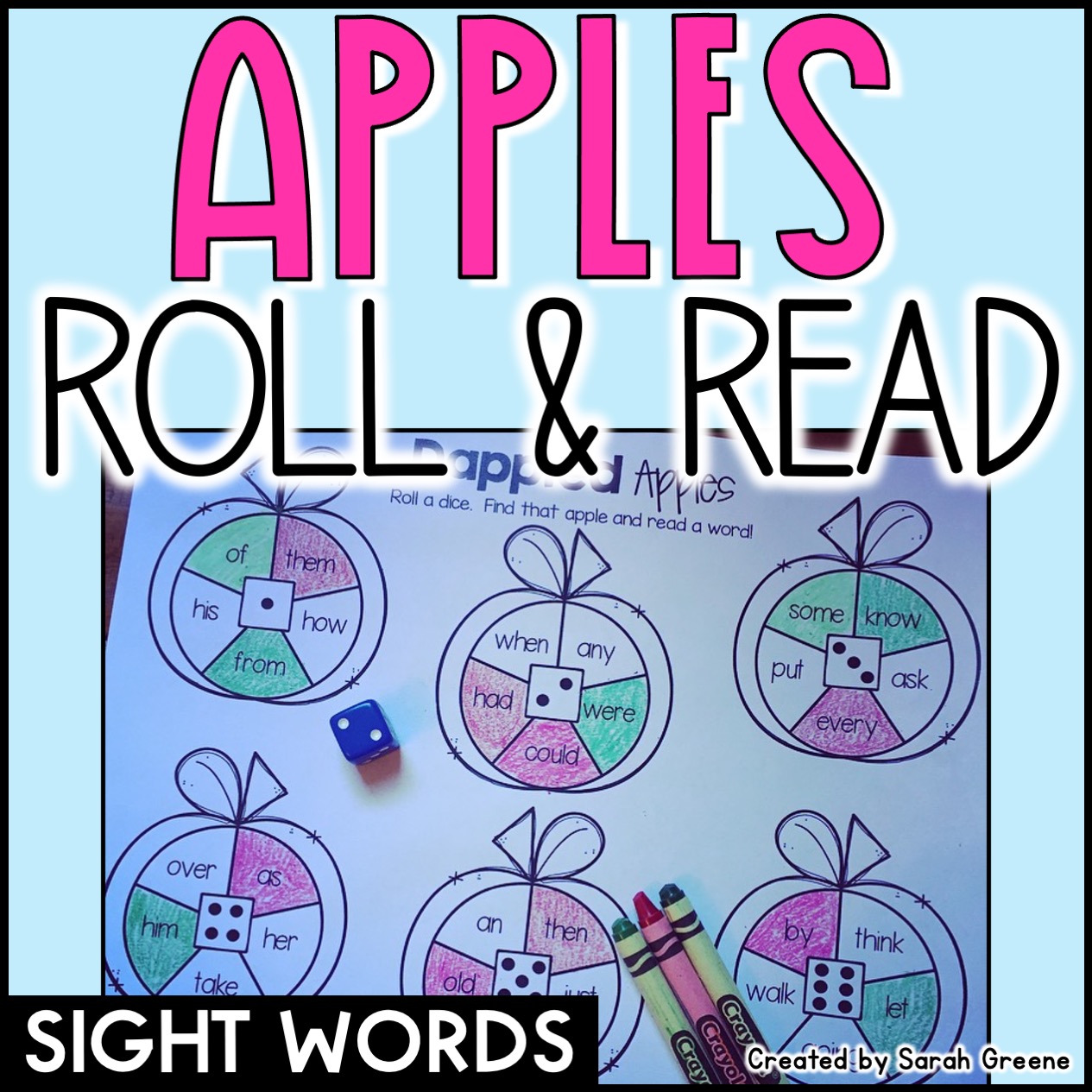 Fall Apples Roll & Read Sight Word Game
