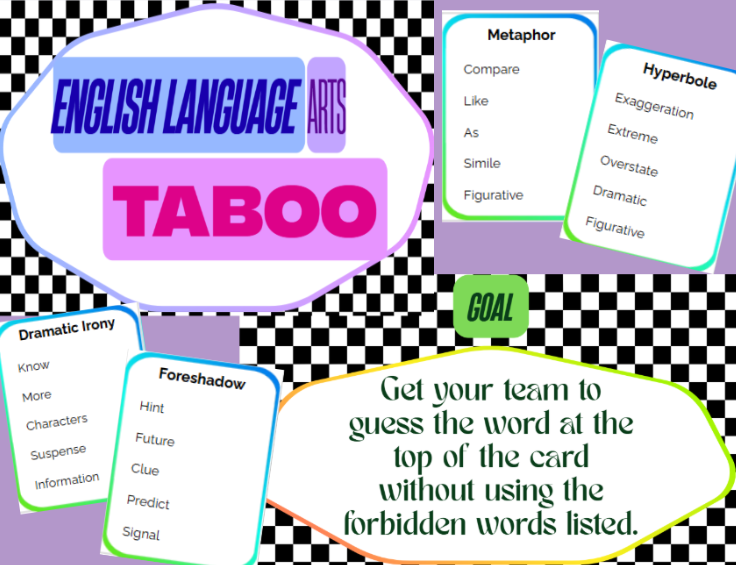 99+ English Language Arts Terms Review Taboo Game
