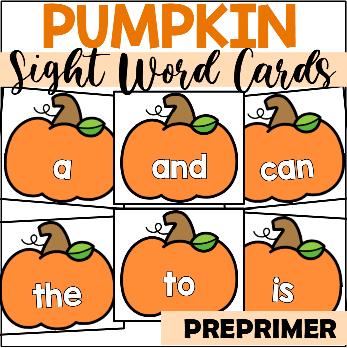 Pumpkin Sight Word Cards for Preprimer