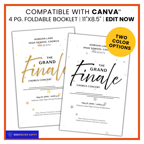 End-of-Year Grand Finale Chorus Concert Program | Editable Canva ...