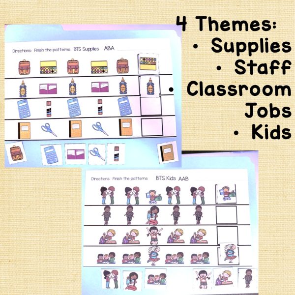 Back to School Patterns File Folder Activities for Preschool ...