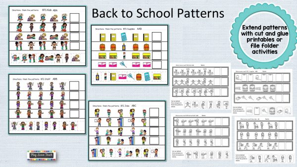 Back to School Patterns File Folder Activities for Preschool ...