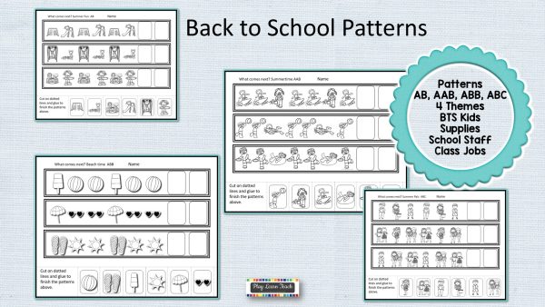 Back to School Patterns File Folder Activities for Preschool ...