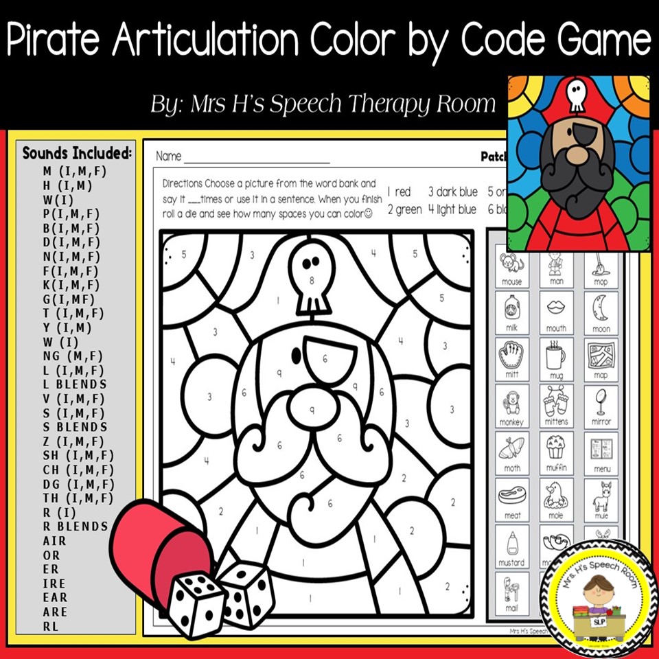 No Prep Talk Pirate Speech Therapy Articulation Phonemic Awareness Color By Code