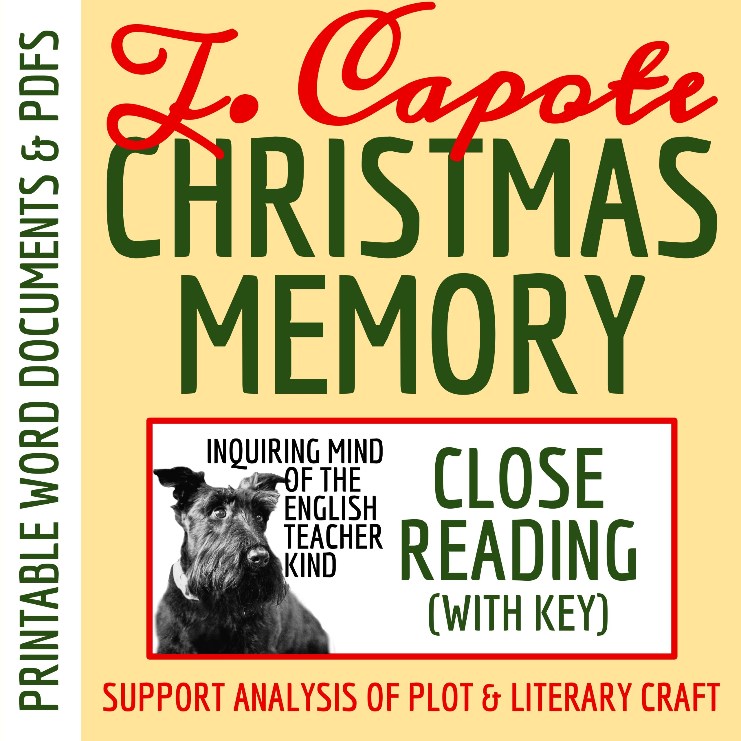 "A Christmas Memory" by Truman Capote Literary Analysis Worksheet | Short Story