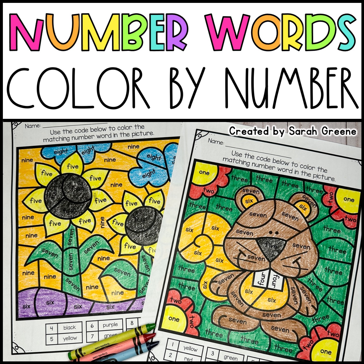 Fall Color by Number for Number Word Practice