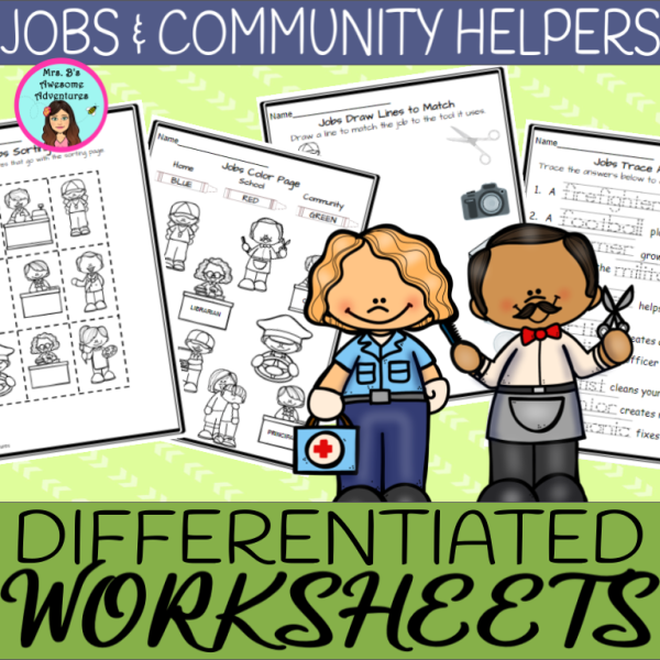Jobs and Community Helpers Differentiated Worksheets | Kinder-2nd Grade ...