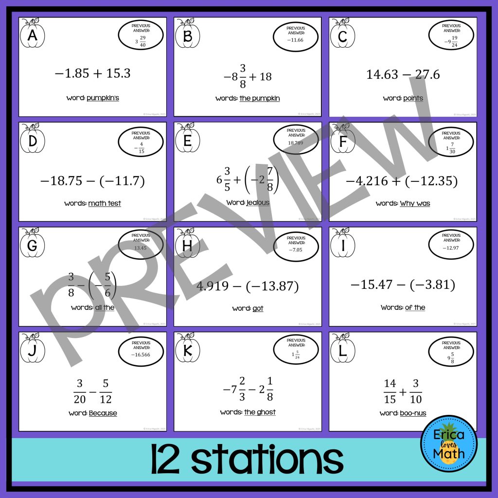 Adding & Subtracting Rational Numbers Scavenger Hunt Activity for ...