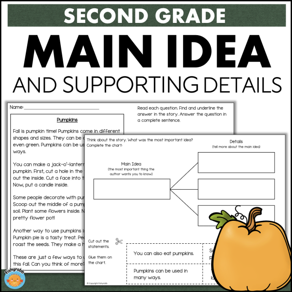PUMPKINS Fall Reading Comprehension Passages 2nd Grade Main Idea ...