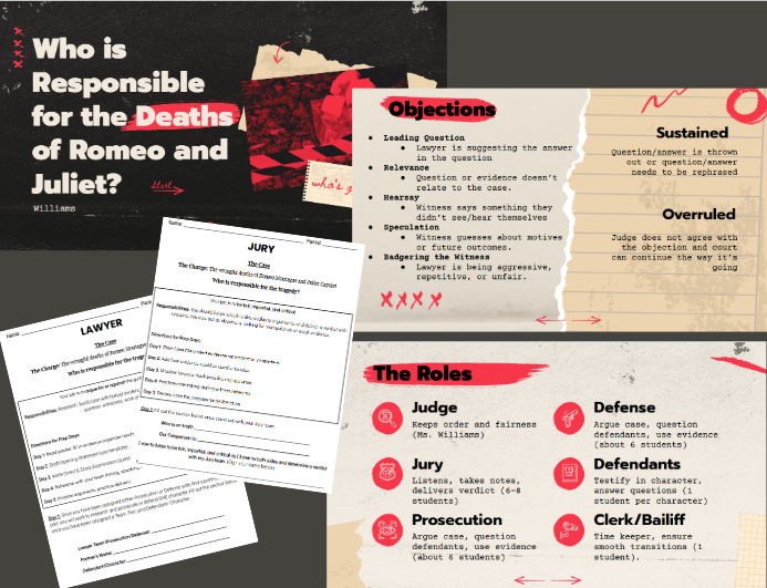 Romeo and Juliet Mock Trial Activity and Student Role Handouts