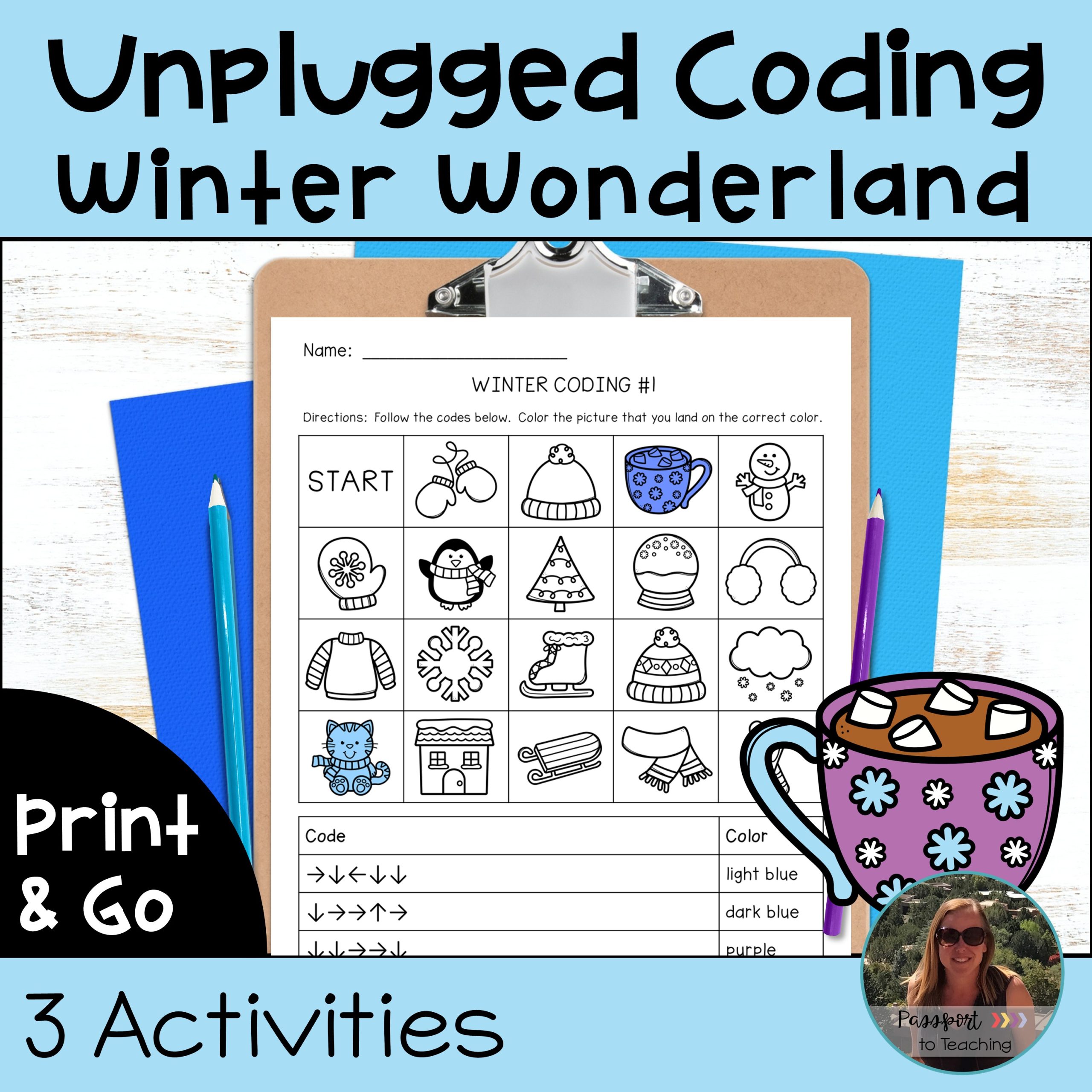 Coding Unplugged - Directional Coding - No Prep - Winter Theme
