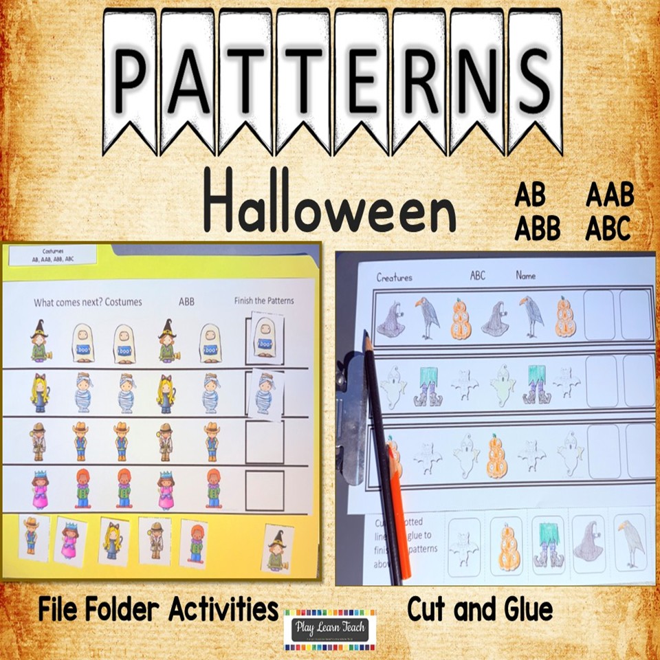 Halloween Patterns File Folder Activities for Preschool Kindergarten