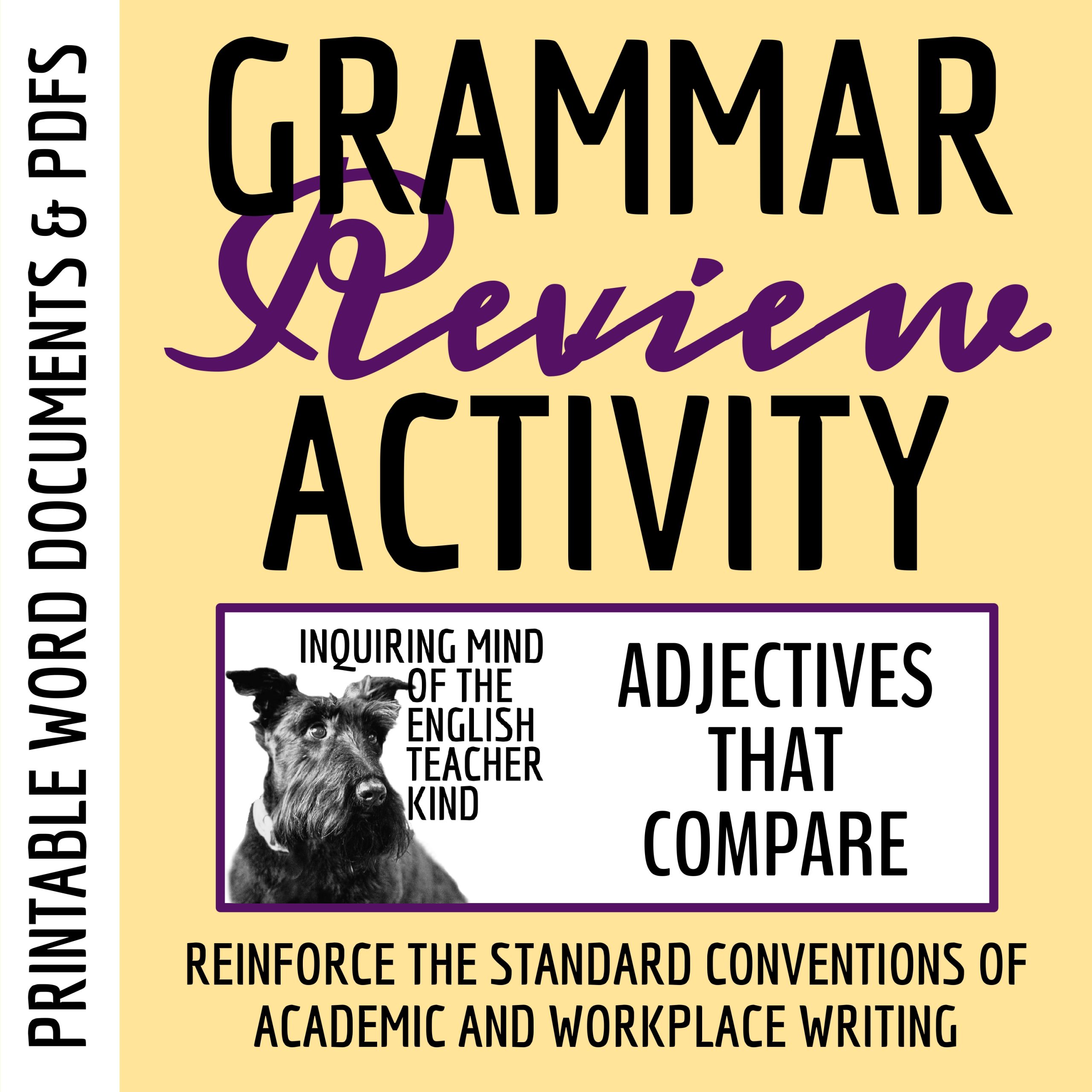 High School Grammar Packet on Comparative Adjectives and Superlative Adjectives