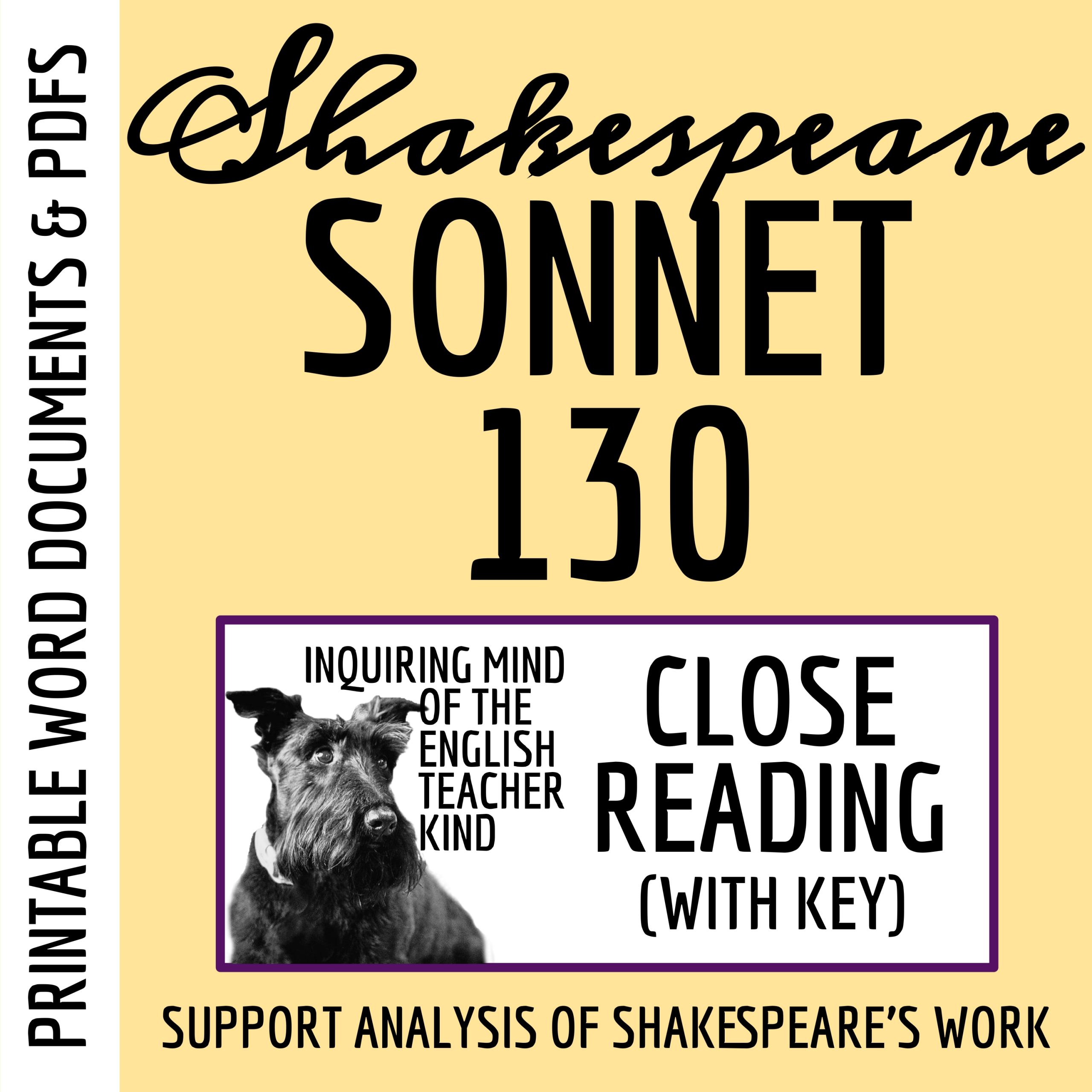 Shakespeare's Sonnet 130 Close Reading Worksheet and Answer Key | High School Poetry Analysis