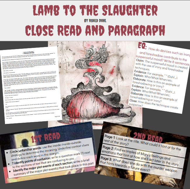 "Lamb to the Slaughter" by Roald Dahl Close Read and Paragraph Writing Lesson