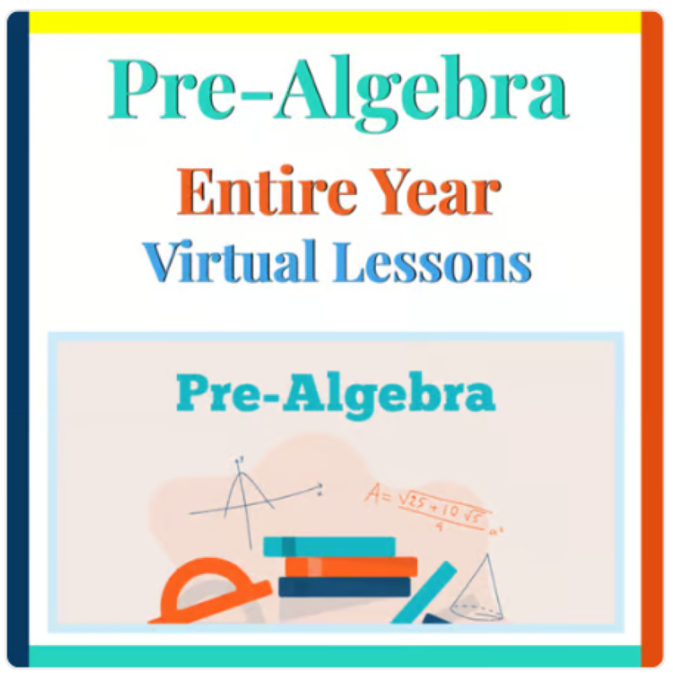 ENTIRE FULL YEAR of Pre-Algebra Virtual & In-Class PPT Step-by-Step Lessons
