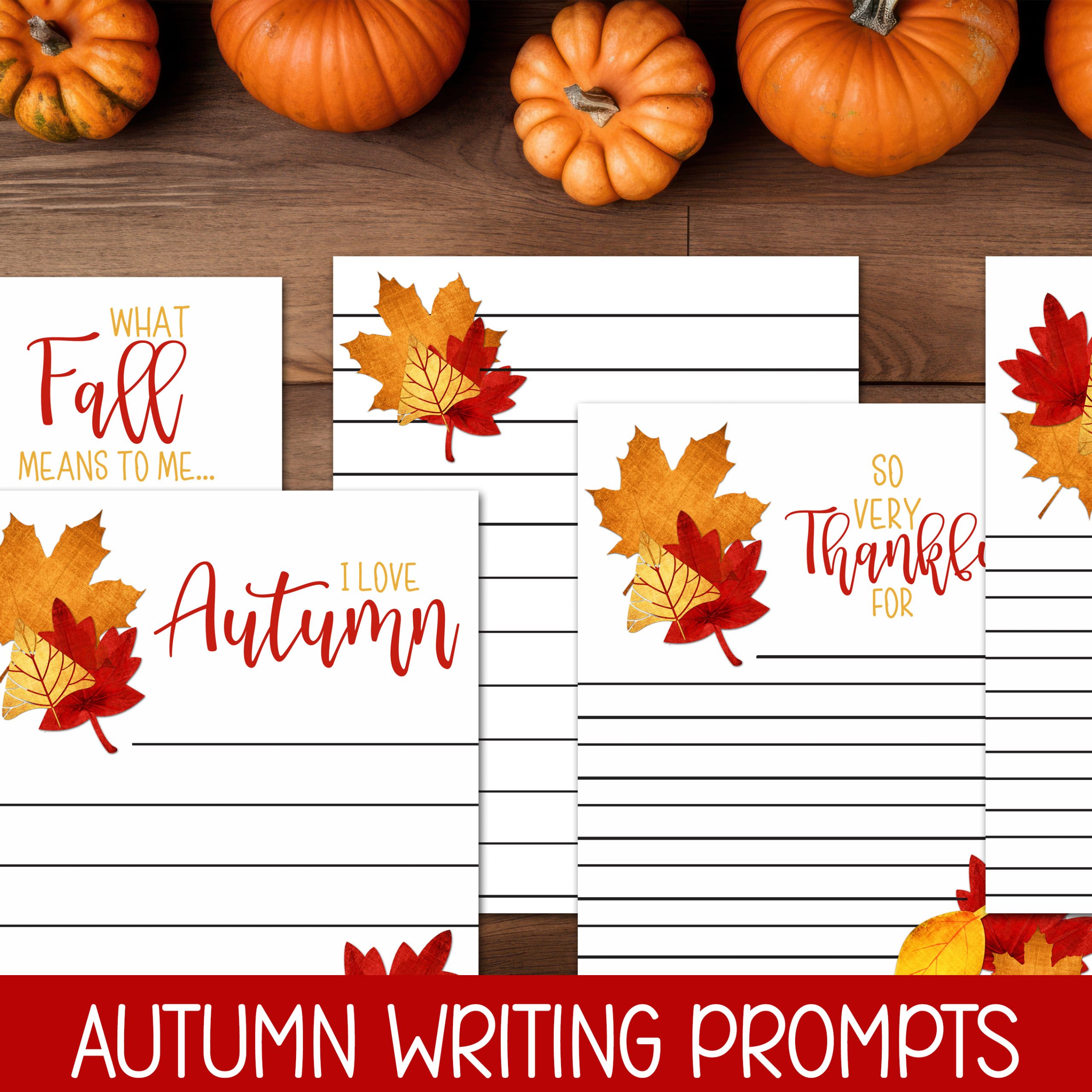 Fall Writing Prompts, Autumn Language Arts Activity, Thanksgiving Gratitude List, Halloween