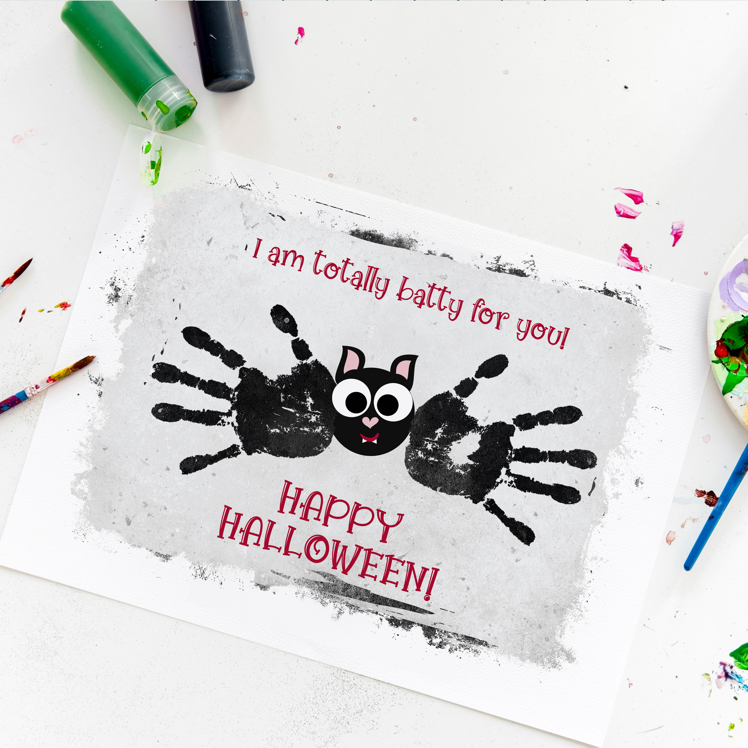 Halloween Bat Handprint Art- Fall Crafts for Kids