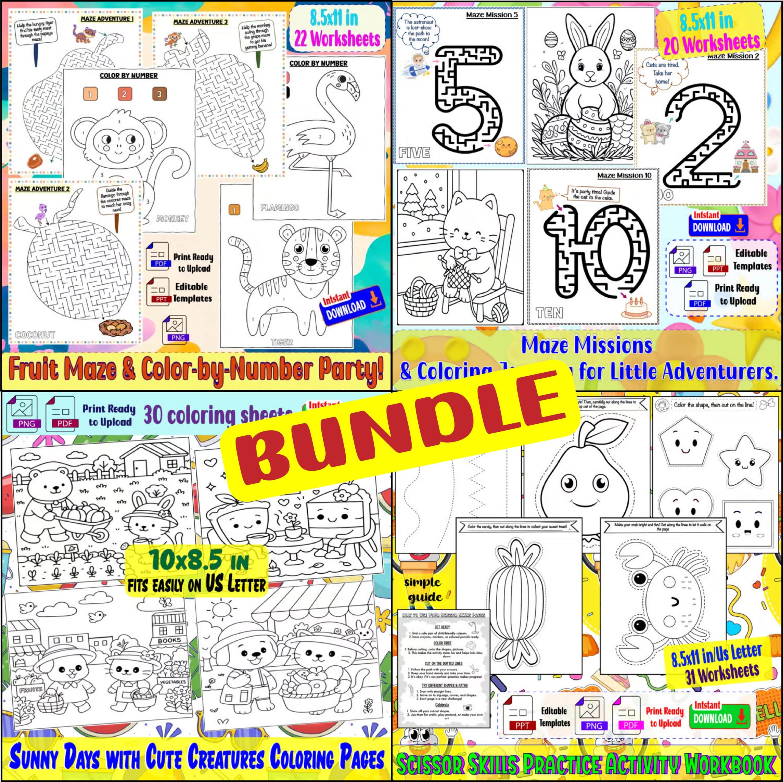 Early Learning Adventure Pack: Mazes, Color & Cut Activities