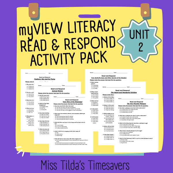 Read and Respond Activity Pack - myView Literacy 4 Unit 2 | Made By ...