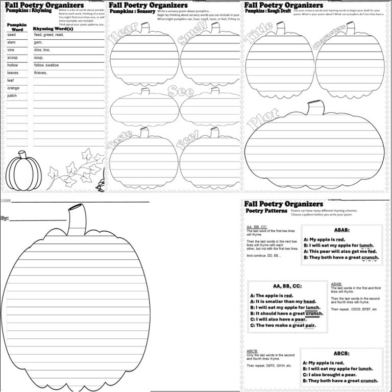 Fall Thanksgiving Poem Graphic Organizers Writing Templates Rhyming ...