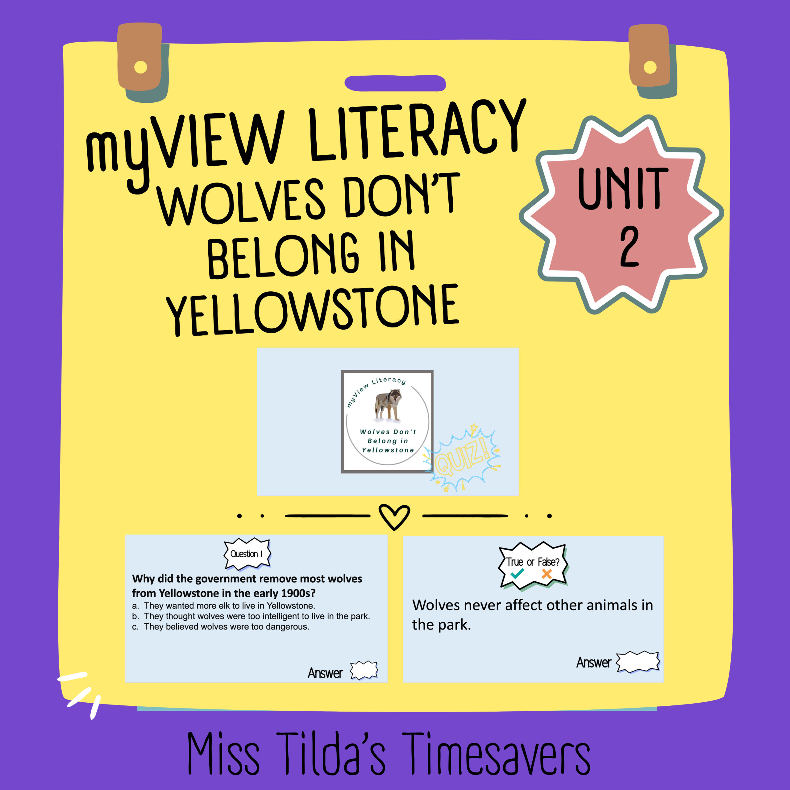 Wolves Don't Belong in Yellowstone Quiz - Grade 3 myView Literacy