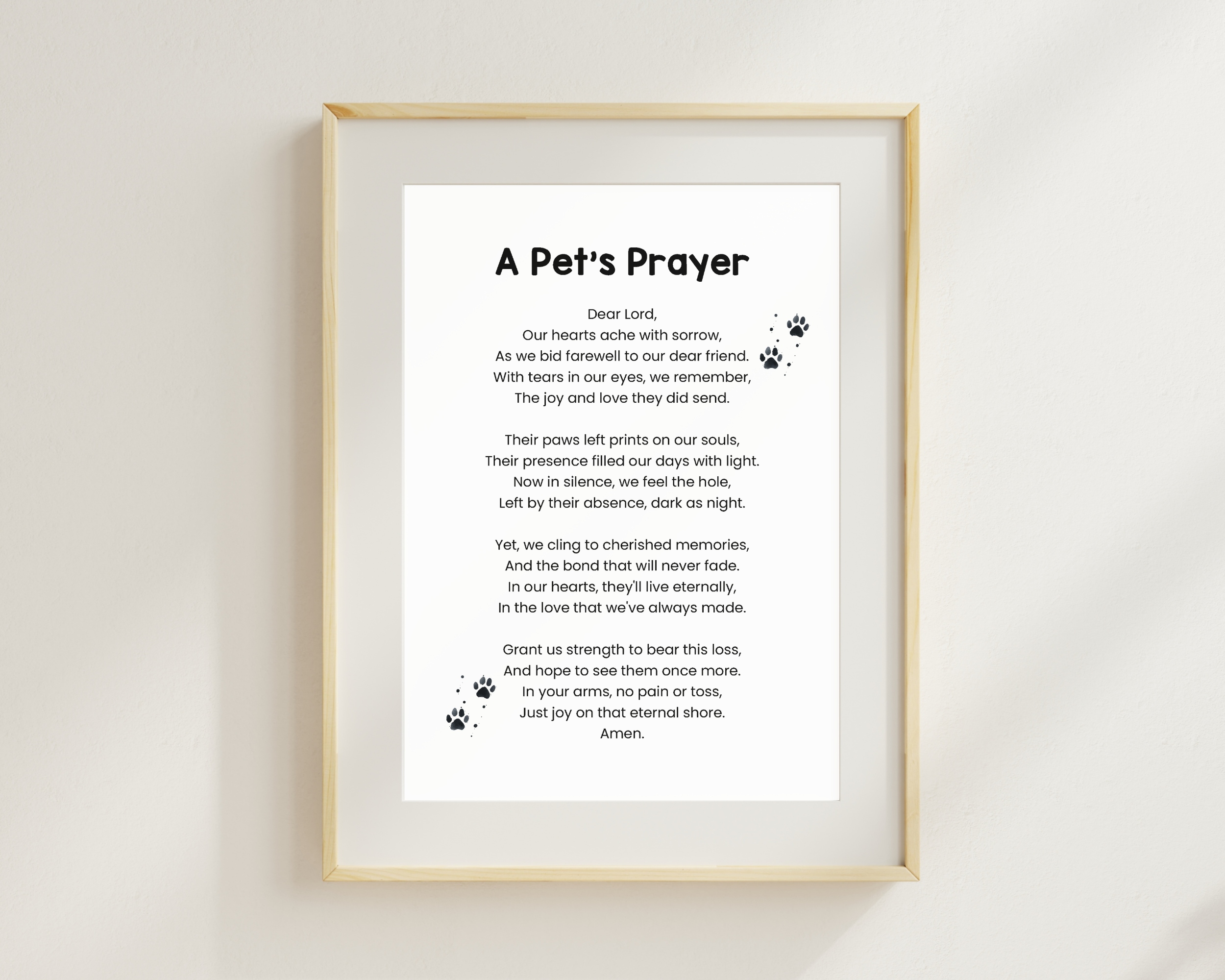A Pet's Prayer Wall Art, Pet Loss Gift, Pet Memorial Gift, Pet Sympathy Gifts, Loss of Pet Gift