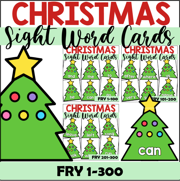 Christmas Sight Word Cards for Fry 1-300