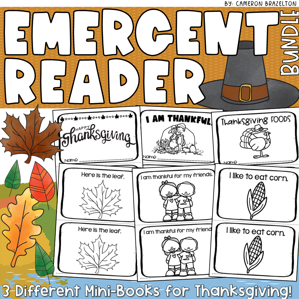 Thanksgiving Emergent Reader Mini-Book with Sight Words BUNDLE