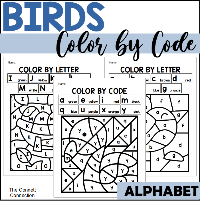 Bird Alphabet Color by Code Worksheets