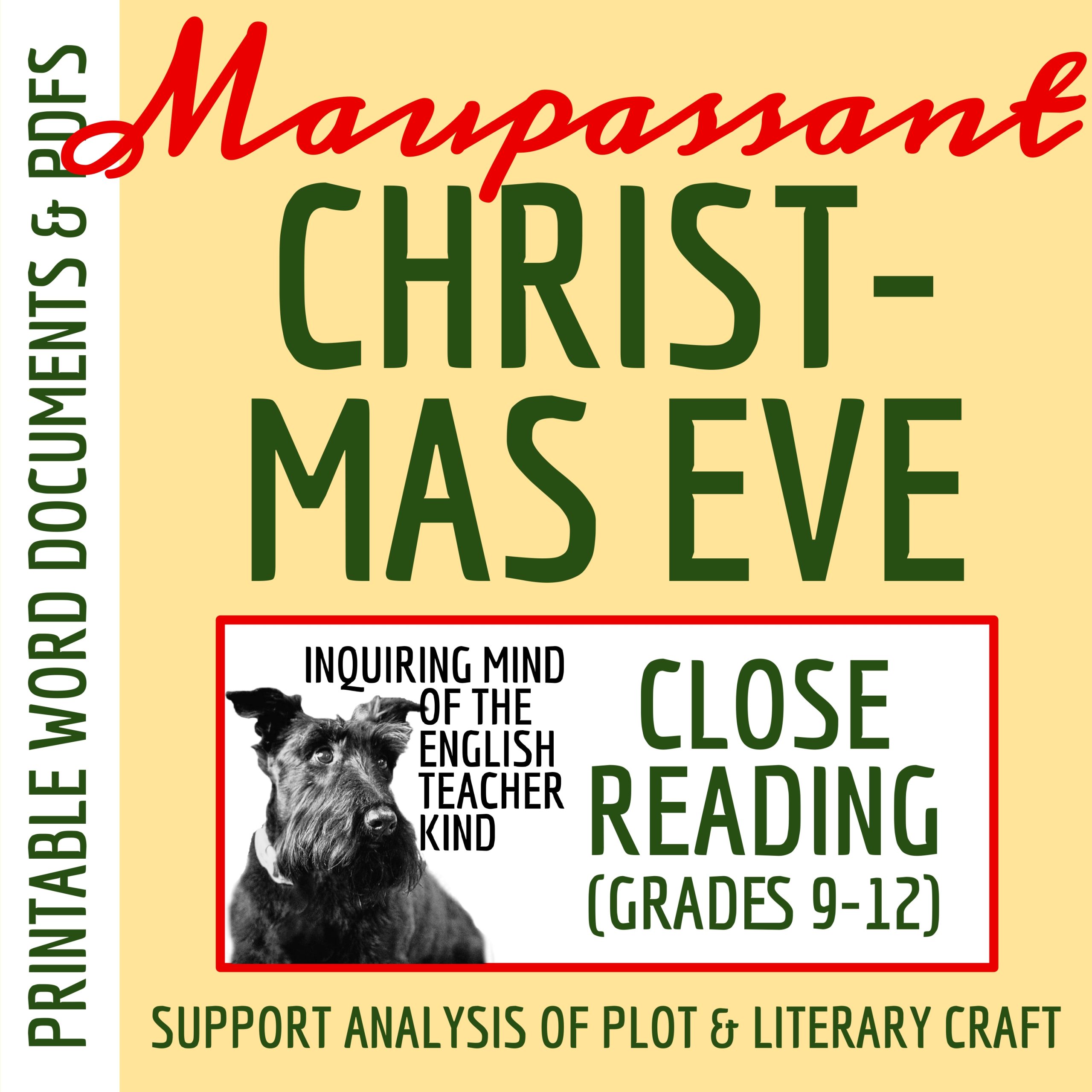 "Christmas Eve" by Guy de Maupassant Literary Analysis Worksheet | Critical Reading Activity