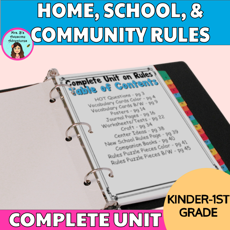 Home, School, and Community Rules Unit for Kinder-2nd Grade