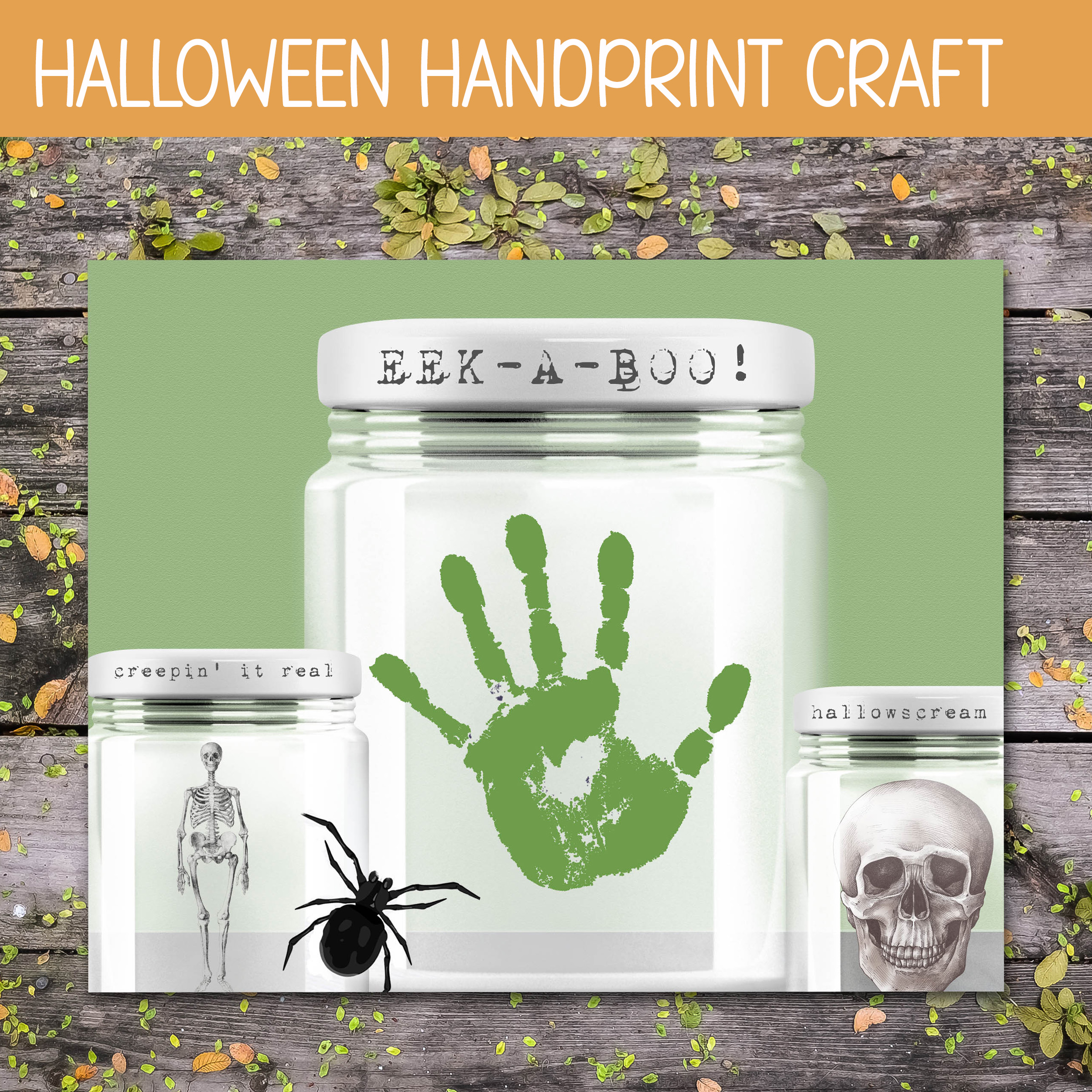 HALLOWEEN HANDPRINT ART, SPECIMEN JAR CRAFT, SKELETON ACTIVITY