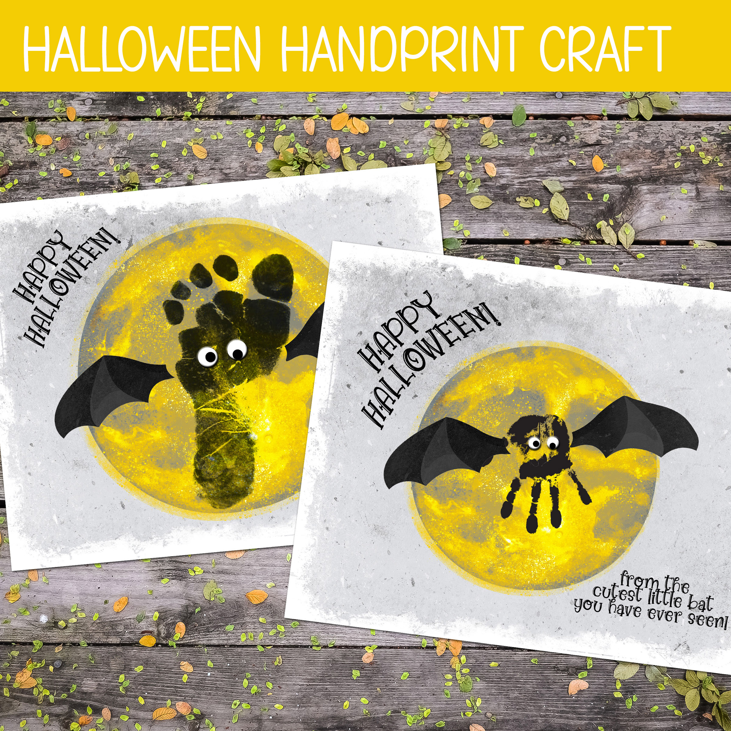 Bat Handprint Art, Halloween Footprint Craft, October Fine Motor Skills Activity