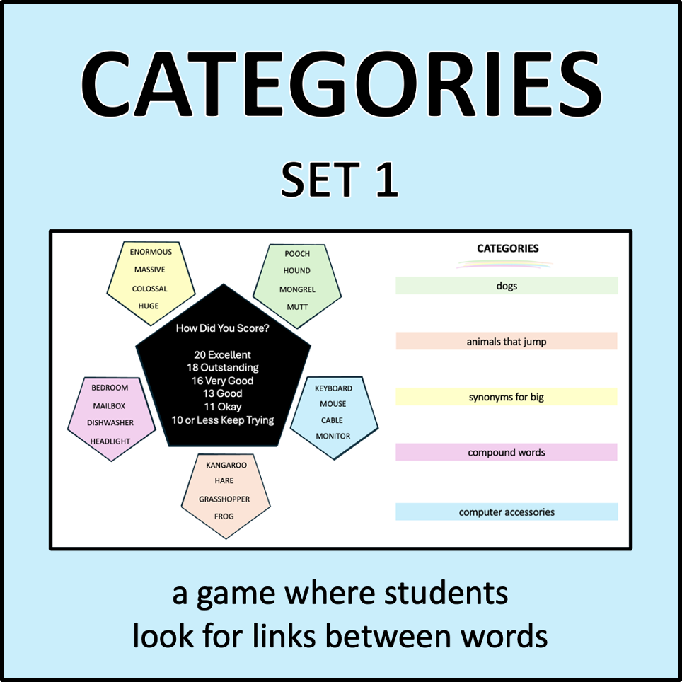 Categories 1 - a game where students look for links between words