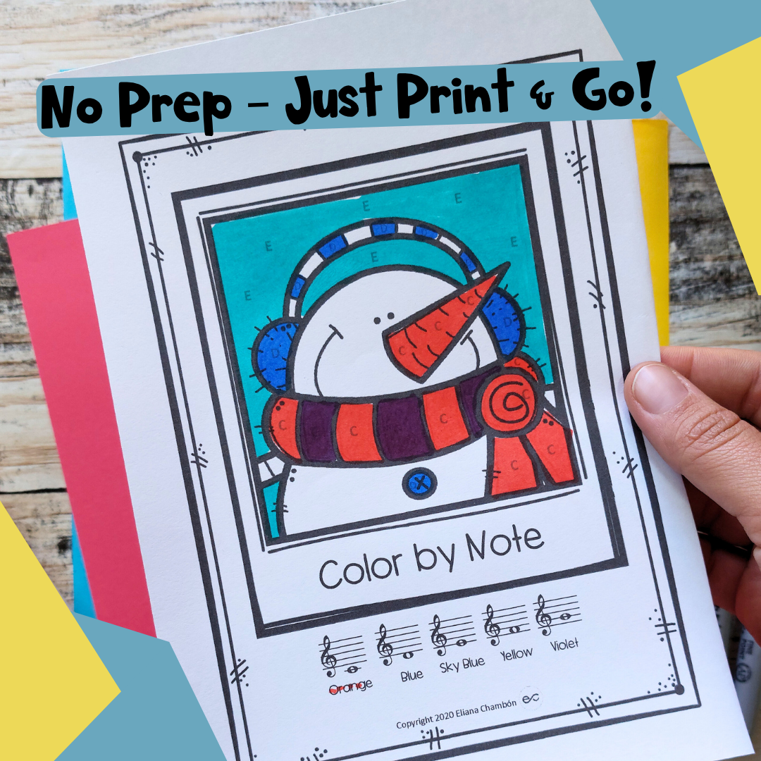 Winter Music Coloring Pages | Snowman Color by Note & Piano Keys ...