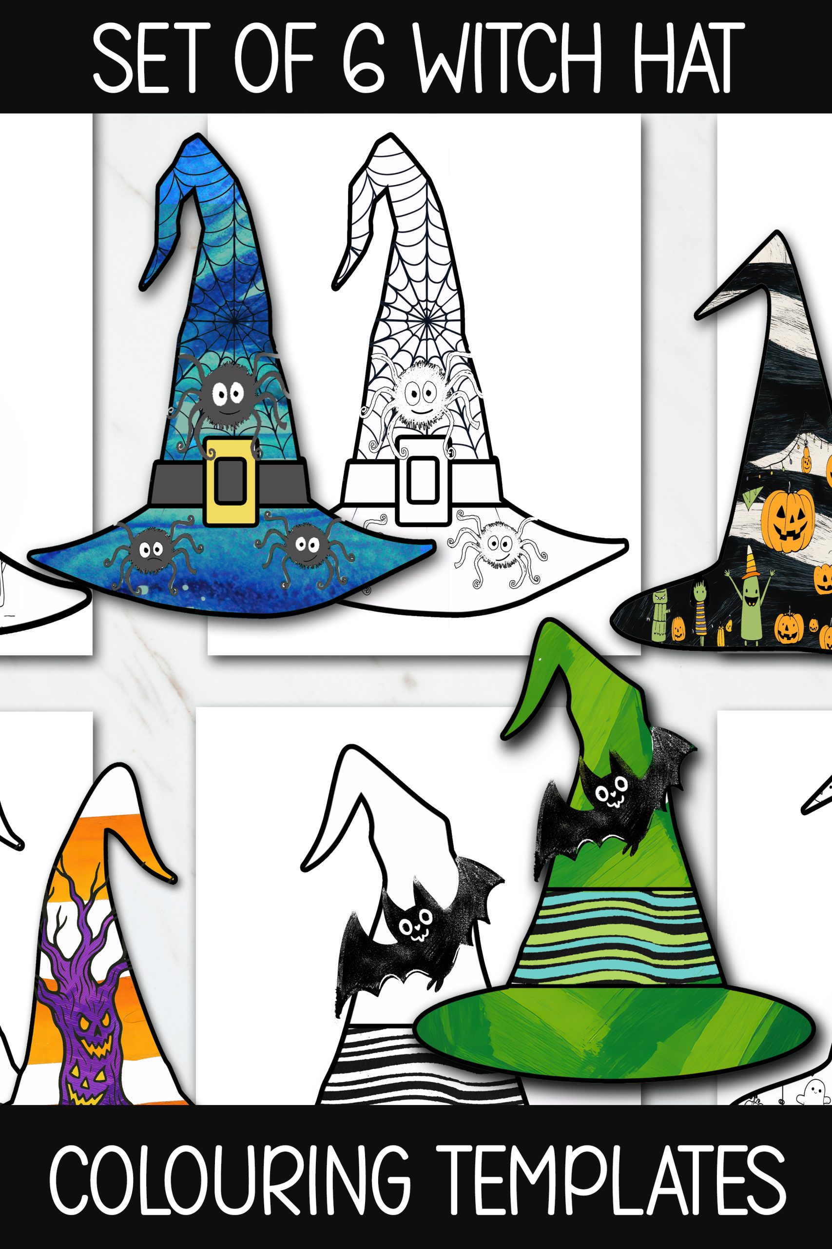 Witch Hat Template, Halloween Coloring Activity, October Crafts