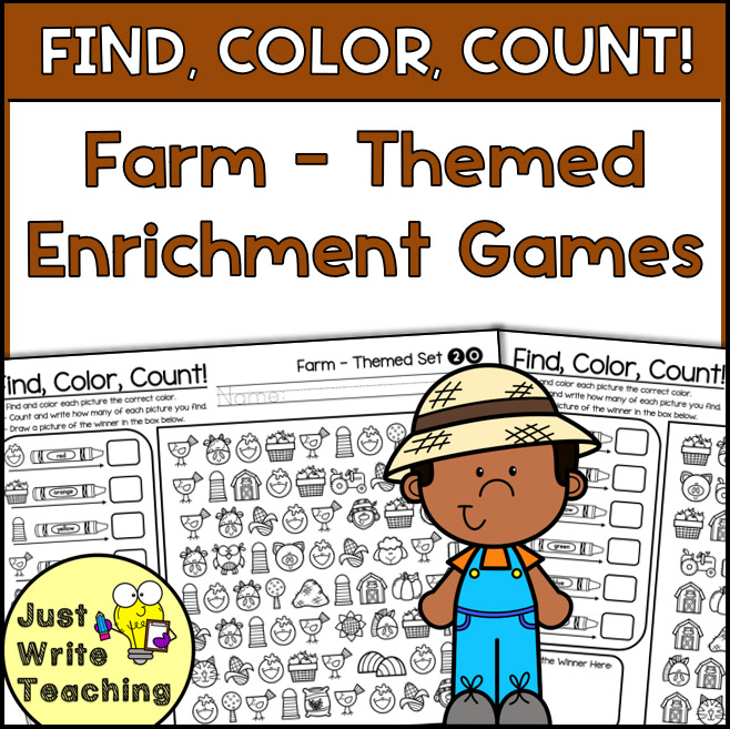 Find, Color, Count! - Farm-Themed Enrichment Games
