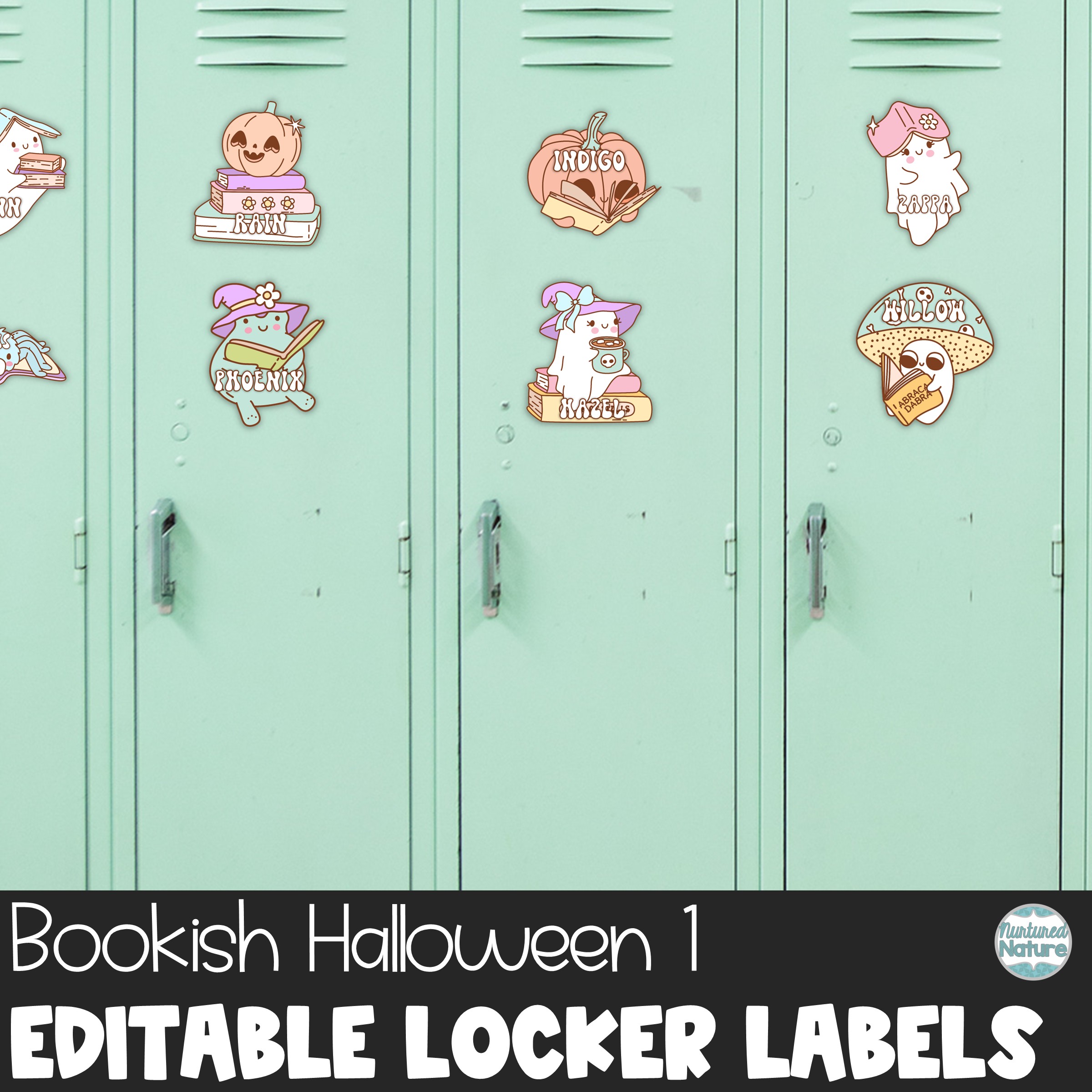 Halloween Name Tags – Reading Ghosts – Editable Locker Labels or Cubby Tags