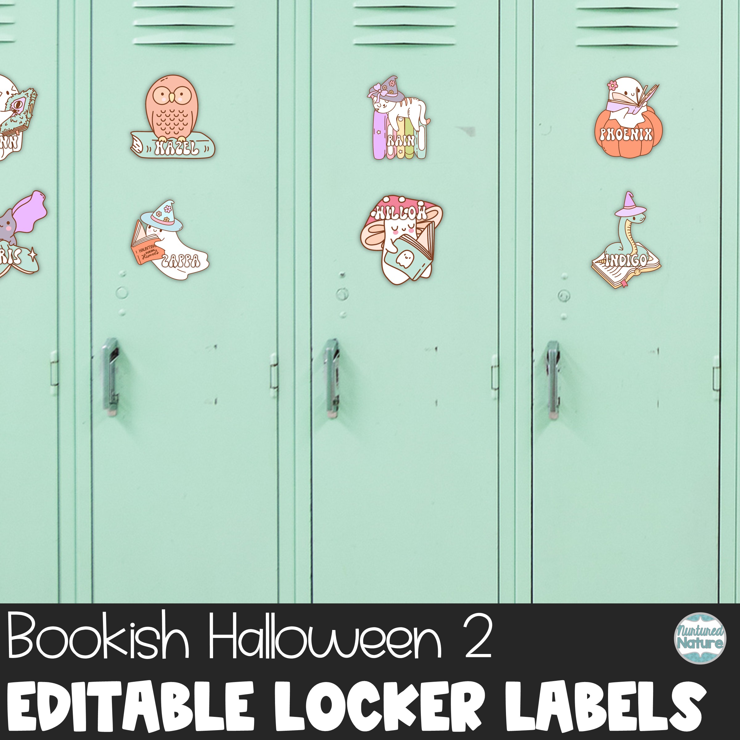 Halloween Name Tags – Reading Ghosts – Editable Locker Labels or Cubby Tags (Copy)