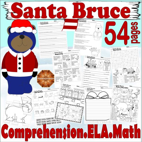 Santa Bruce Christmas Read Aloud Book Companion Reading Comprehension ...