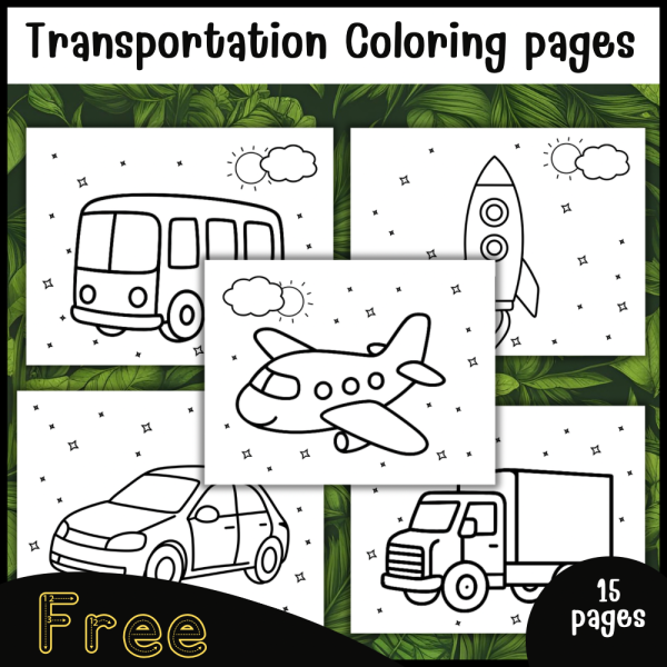 Transportation Coloring Pages Free | 15 Vehicles Worksheets for Kids ...