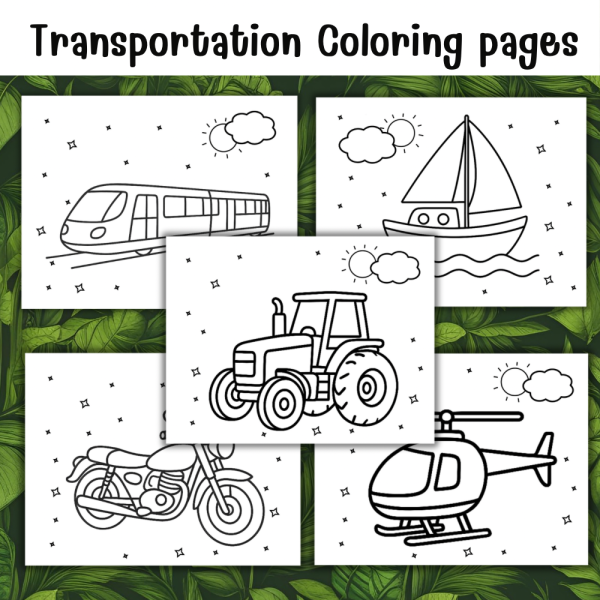 Transportation Coloring Pages Free | 15 Vehicles Worksheets for Kids ...