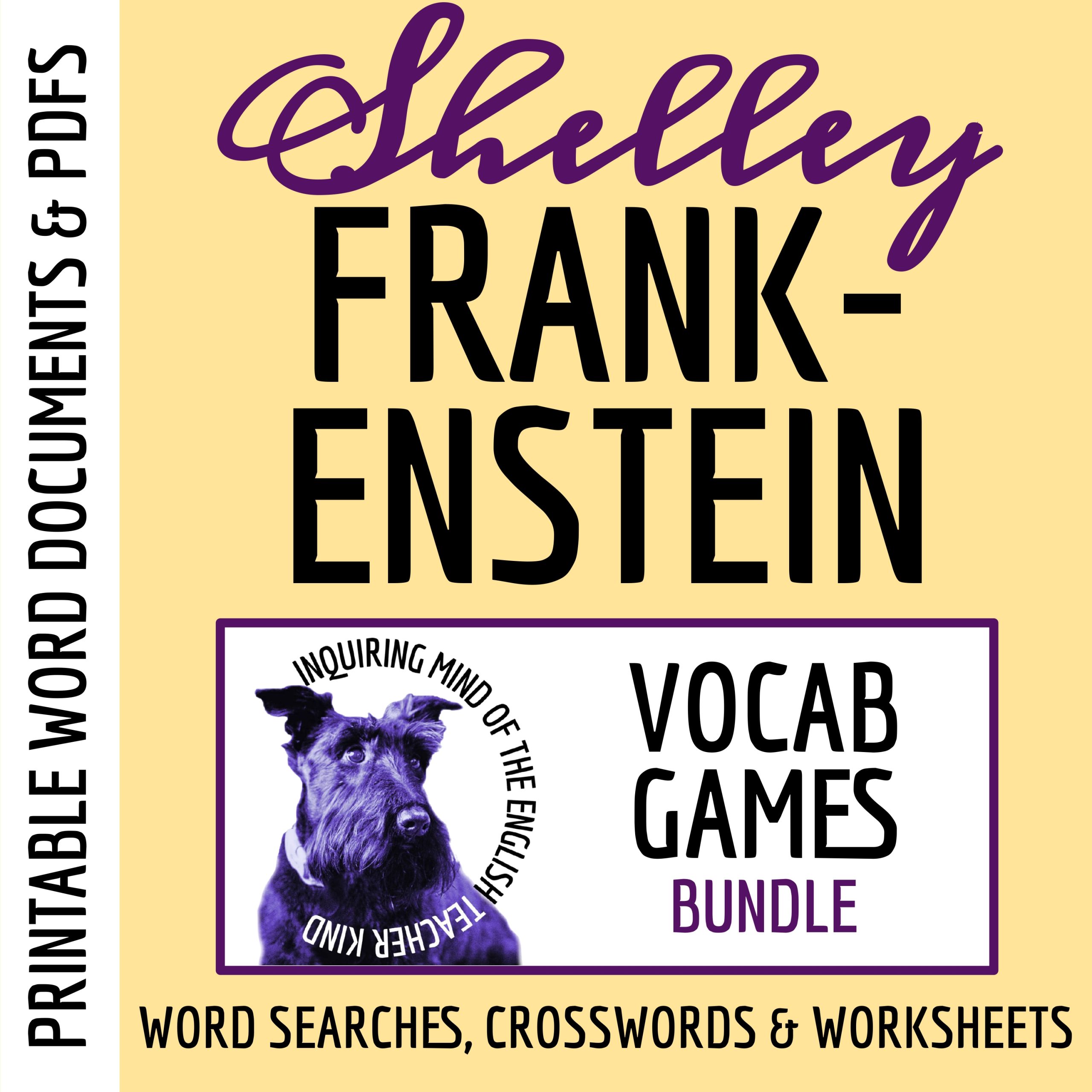 Frankenstein by Mary Shelley Vocabulary Activities | Crossword Puzzles | Word Searches