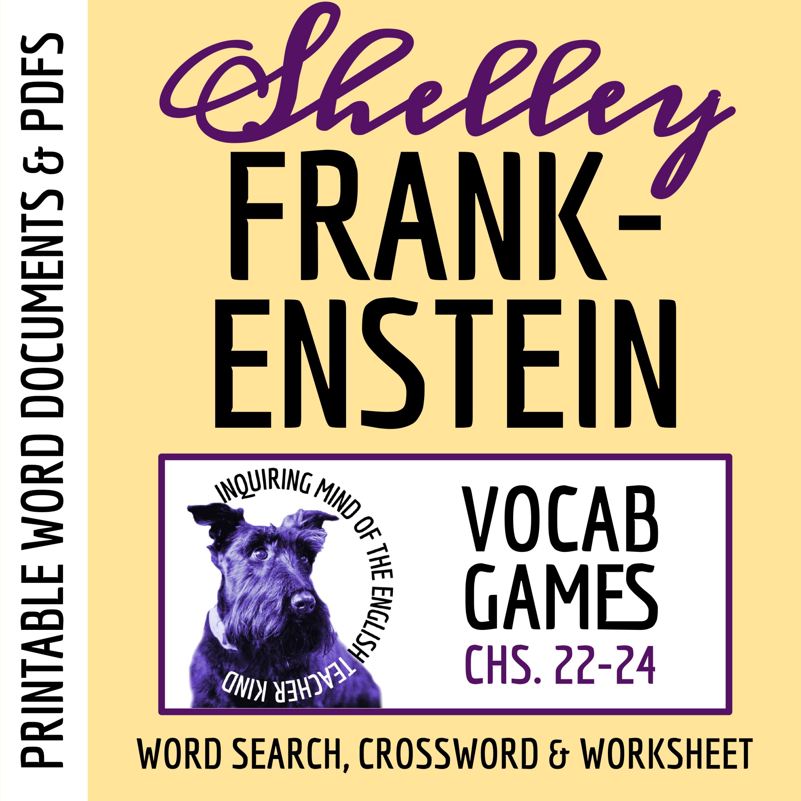 Frankenstein Chapters 22, 23, and 24 Vocabulary Games | Crossword | Word Search